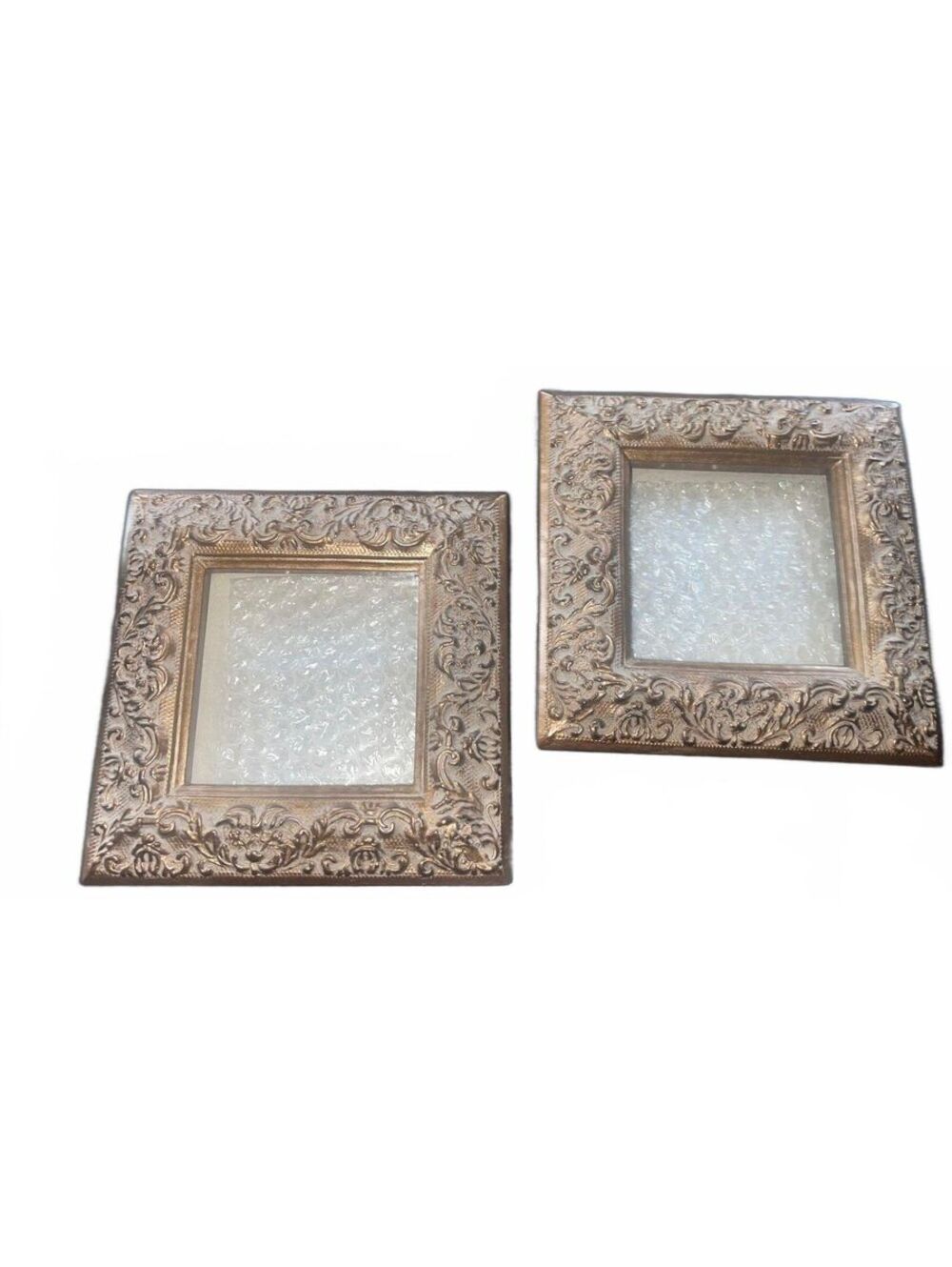 Pair of Ornate Gold-Toned Square 7"x7" Picture Frames 4"x4" Photo-Heavy